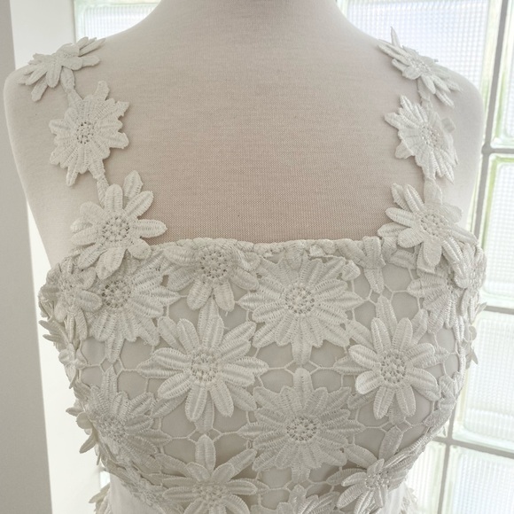 Self-Portrait Lace Midi Dress w/ Floral Straps - Picture 5 of 7